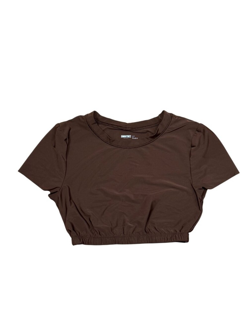 Smoothez by Aerie Brown Cropped Top Womens Small Elastic Waist Short Sleeve EUC